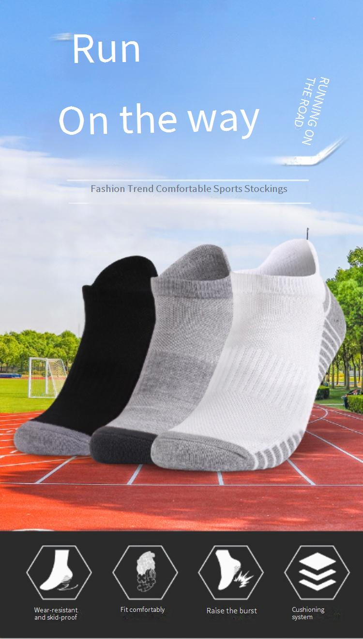Chaussettes pour femmes Two Wolves, nouvelles chaussettes épaisses en serviette, chaussettes courtes, chaussettes bateau, absorbantes de la transpiration, respirantes, chaussettes de sport noires et blanches grises_voghion.com