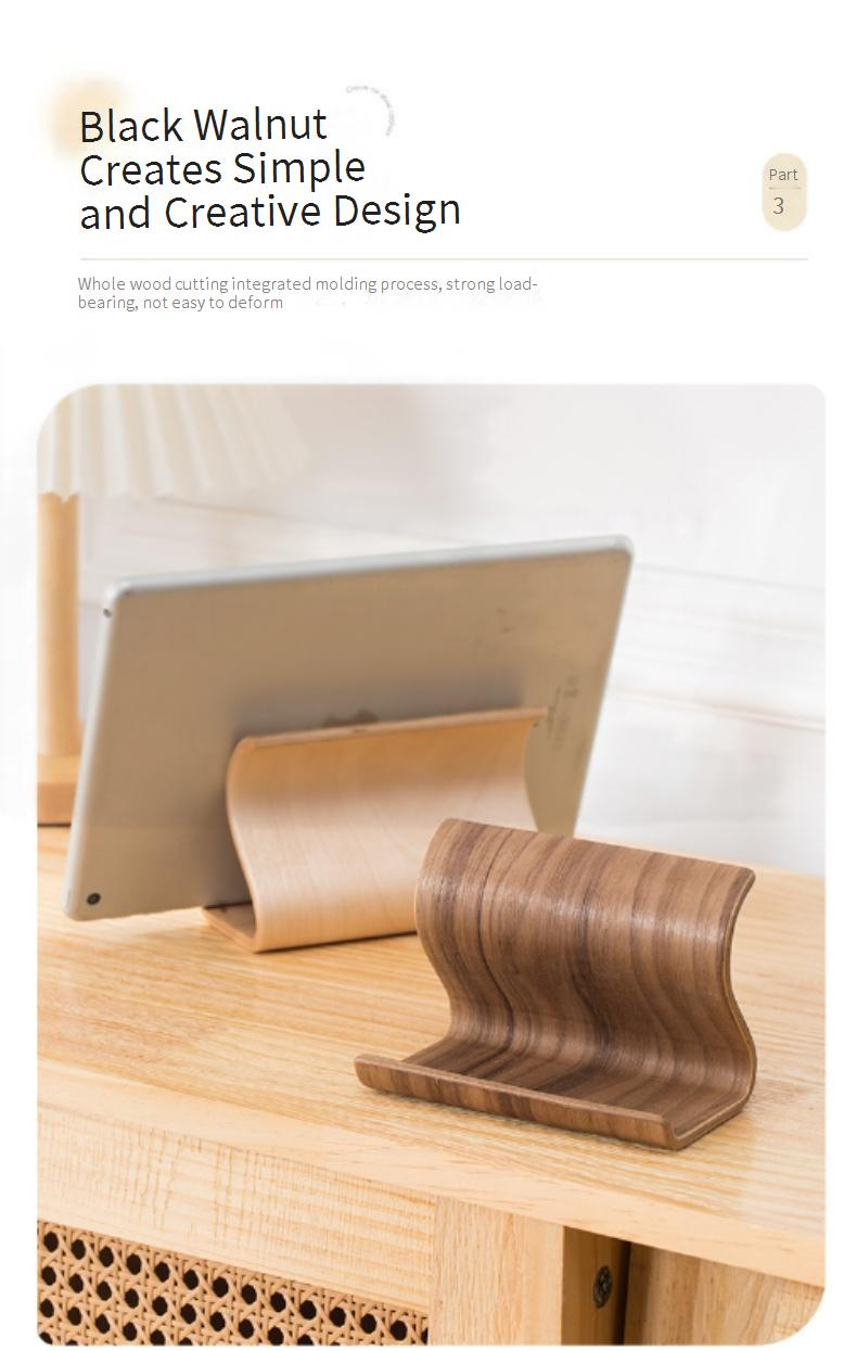 Handcrafted Walnut/Birch Phone Stand – Universal Dock For IPhone, IPad, Tablets – Sturdy Desktop Holder For Hands-Free Viewing (Small/Large)_voghion.com