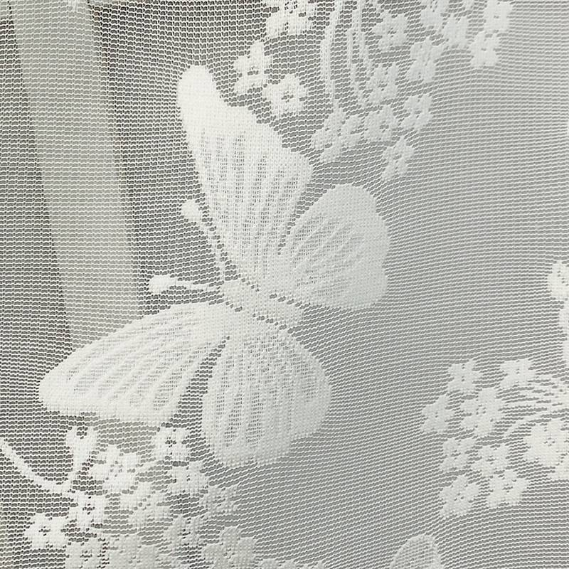 Nordic-Style White Lace Kitchen Curtain – Butterfly & Leaf Embroidery Polyester Door Drape (100x150cm/100x180cm)_voghion.com