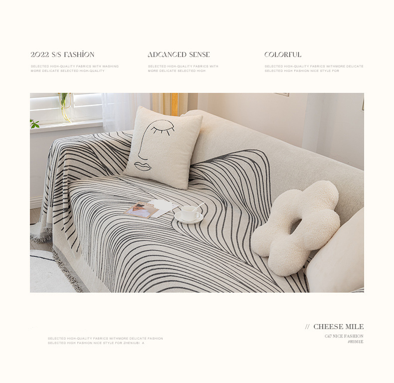 Chenille-Sofabezug mit Streifendesign – weicher, strapazierfähiger und stilvoller Schutz für Sofas, Sofagarnituren und Zweisitzer – modernes minimalistisches Wohndekor_voghion.com