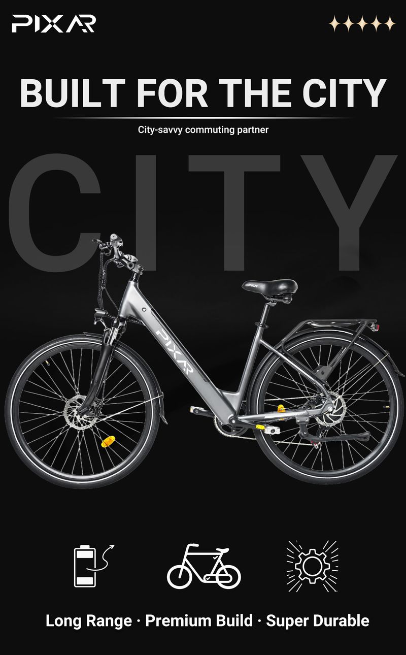 PIXAR City1 27,5" Reifen City Elektrofahrrad 250W Motor 36V 10,4Ah Akku_voghion.com