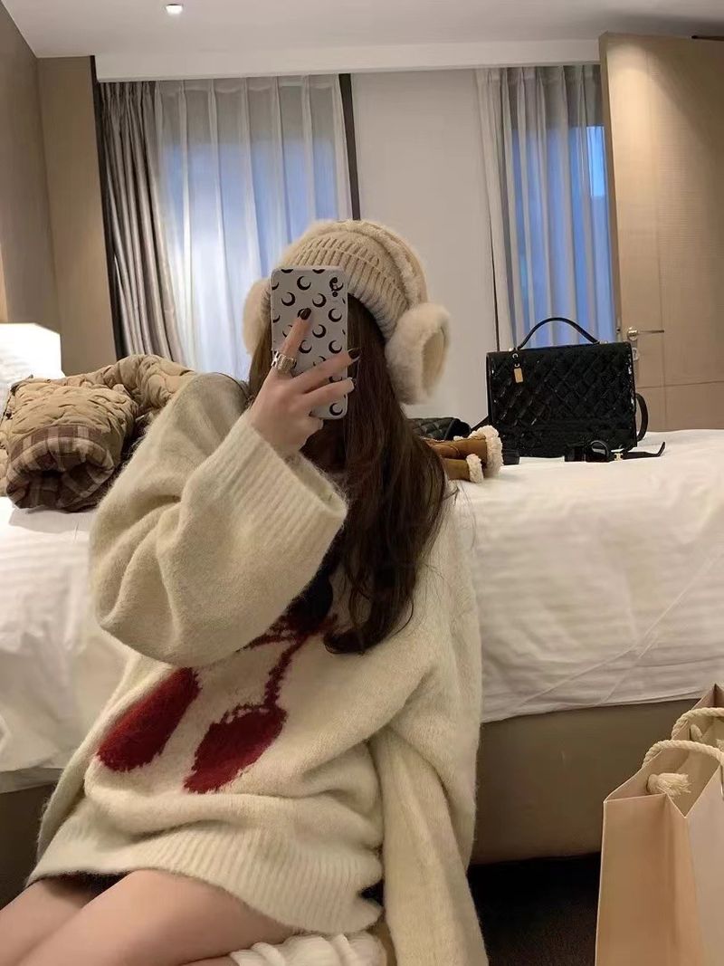 Niche Design Embroidered Loose Lazy Style Wool Sweater Women's Base Layer Autumn Winter New Knitted Top_voghion.com