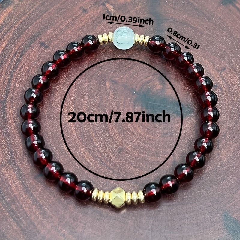 Braccialetto di perline d'oro con attrazione per la ricchezza in agata rossa, gioielli di moda femminile_voghion.com
