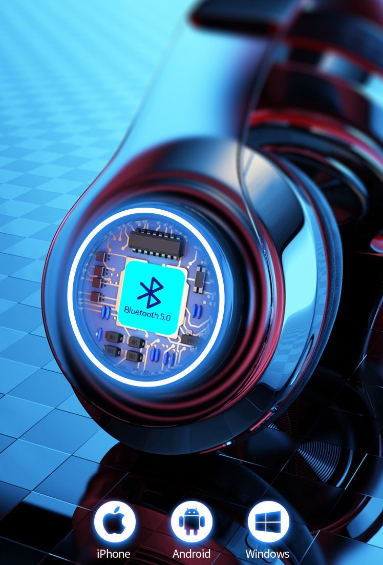 Cuffie stereo Bluetooth 5.0 bianche B39 di alta qualità, cuffie da gioco wireless pieghevoli luminose._voghion.com