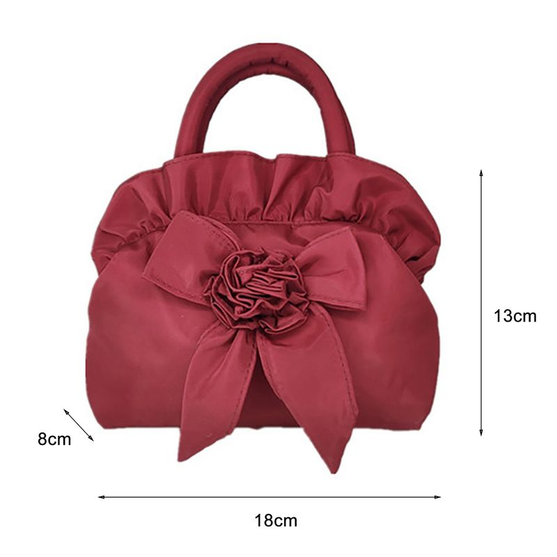 Lihao Borsa portamonete portatile con cerniera liscia e fiocco arricciato con manico superiore per feste, banchetti nuziali, rosso vino_voghion.com