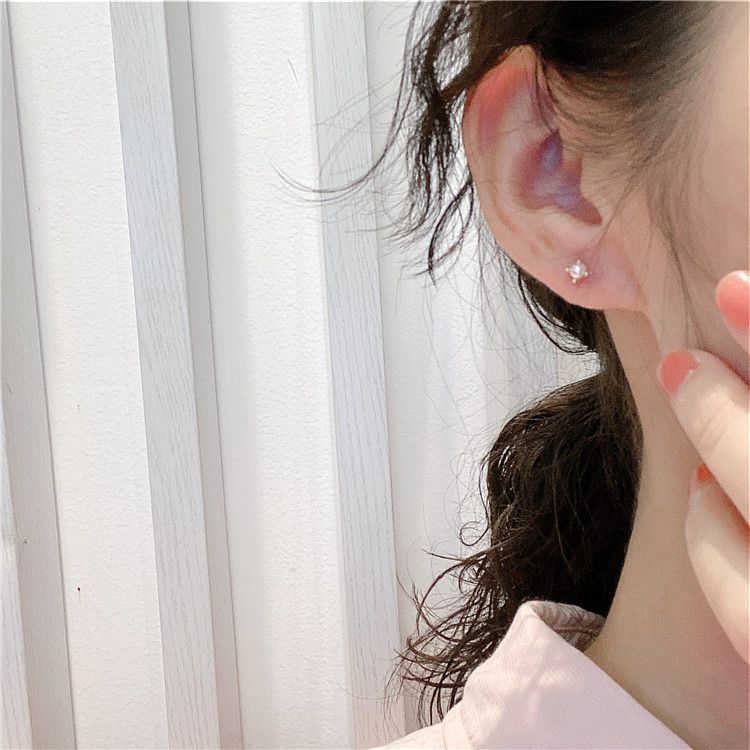 Orecchini minimalisti in argento puro stile coreano di Tiqi, aghi di perle da donna, accessori per orecchie da ragazza fresca_voghion.com