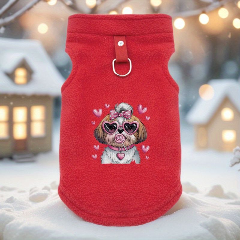 Chaqueta de invierno para perro GOODVERY: suave forro polar con un bonito diseño de corazón y cara de cachorro, chaleco cálido de invierno para bulldog francés, pug y chihuahua._voghion.com