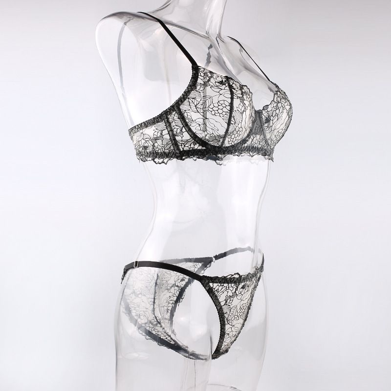 Σετ σέξι εσώρουχα με κεντημένο διάφανο σουτιέν και σλιπ, ολόσωμο, απευθείας από το εργοστάσιο, εξωτερικά_voghion.com