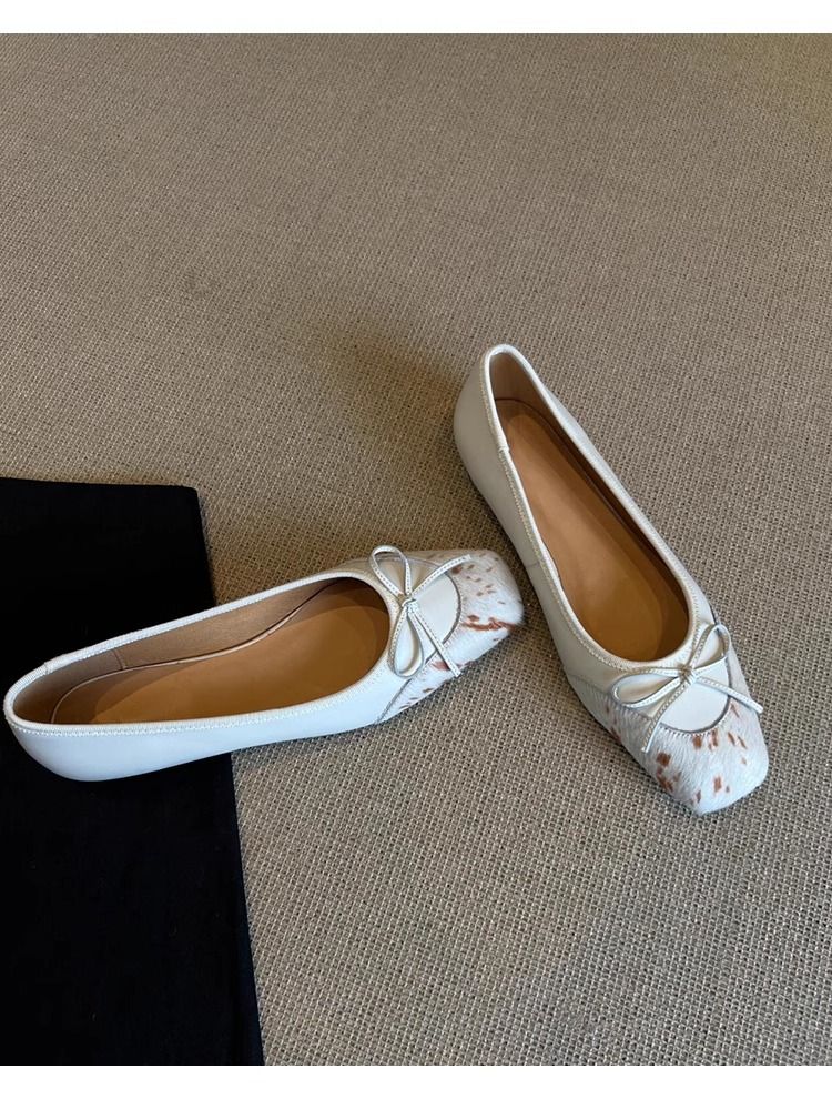 Scarpe basse con fiocco in pelle di pecora da donna_voghion.com