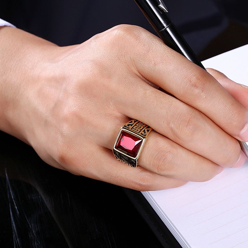2025 Nuovi arrivi Vintage inciso zircone rosso per uomo \\\ ..._voghion.com