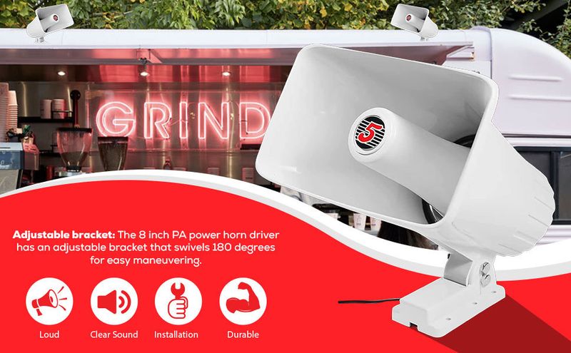 5 CORE Indoor Outdoor PA Horn Speaker 8 x 5 Inch Loud Portable PA Speakers 8 Ohms 65 Watts Max Horn Siren Adjustable Mounting Bracket & Hardware Inclu_voghion.com