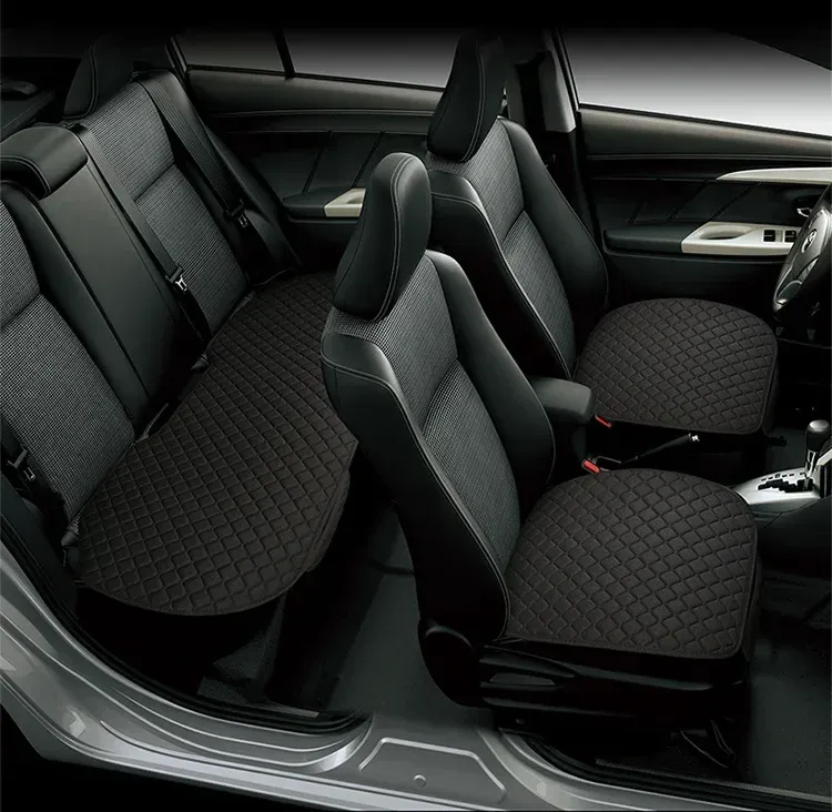 Sitzbezug Flachs Sommer Universal Leinen Vorne Hinten Zurück Kissen Pad Matte Protector Limousine SUV Pick-up Auto Innen_voghion.com