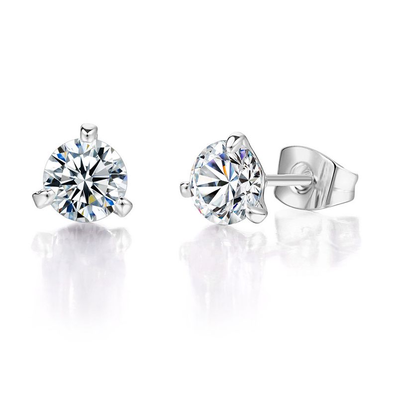 Orecchini unisex semplici e freschi a tre griffe rotondi con diamanti piccoli orecchini_voghion.com