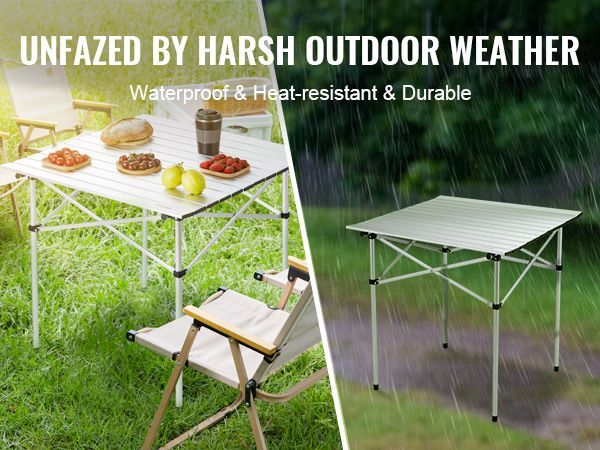 VEVOR Folding Camping Table, Outdoor Portable Side Tables, Lightweight Fold Up Table, Aluminum Ultra Compact Work Table With Carry Bag, For Cooking, Beach, Picnic, Travel, 24x16 Inch, Silver_voghion.com