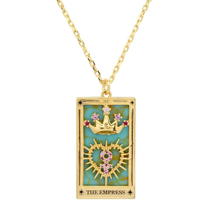 Carta dei tarocchi placcata in oro vero TAROCCHI con collana di carte quadrate a goccia di diamante, molto apprezzata, specializzata in gioielli_voghion.com