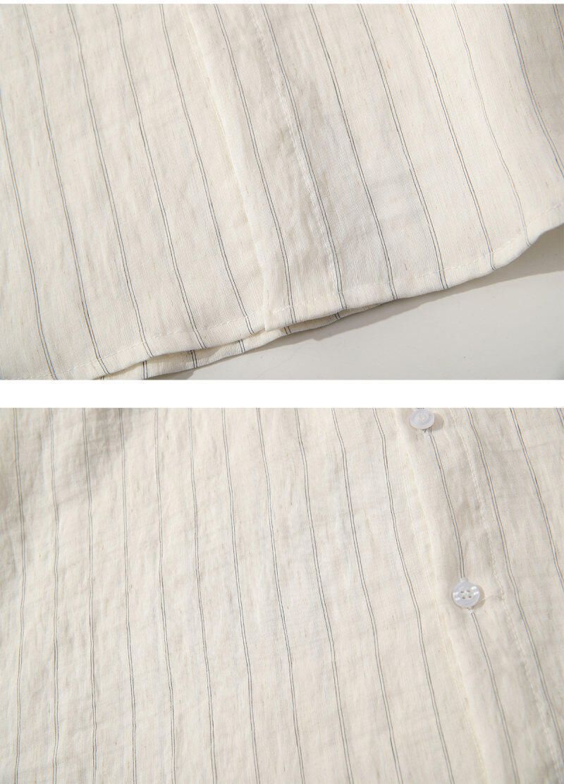 Camicia casual ampia e sottile in lino da uomo, a maniche corte, stile giapponese, semplice e retrò_voghion.com