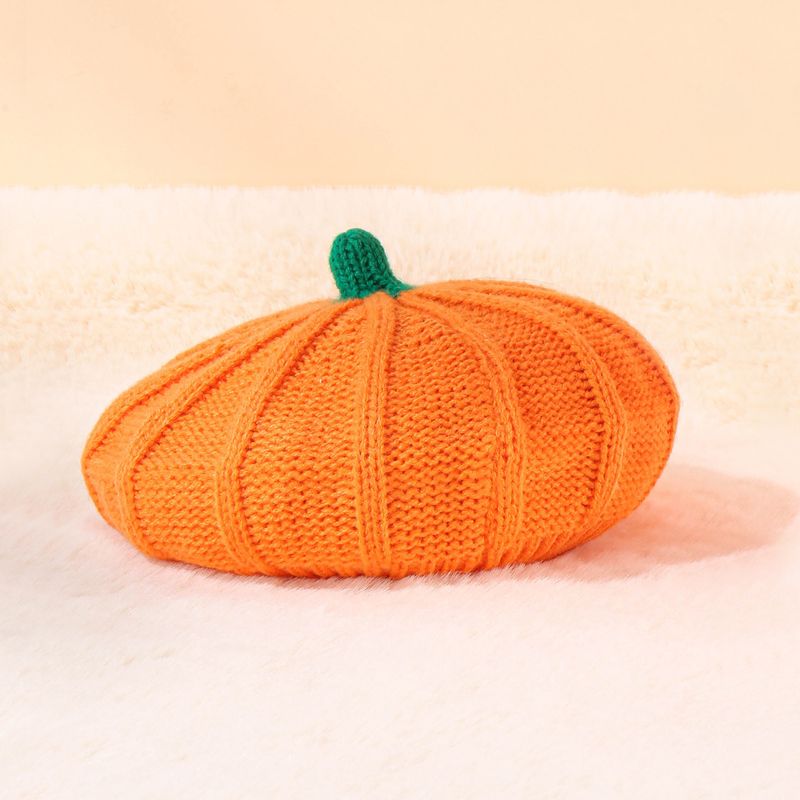 Uued saabumised emale ja beebile kootud müts, oranž barett, naistele, lastele heegeldatud halloweeni lapsevanema ja lapse kõrvitsamüts, boina, tüdrukutele, kootud barett_voghion.com