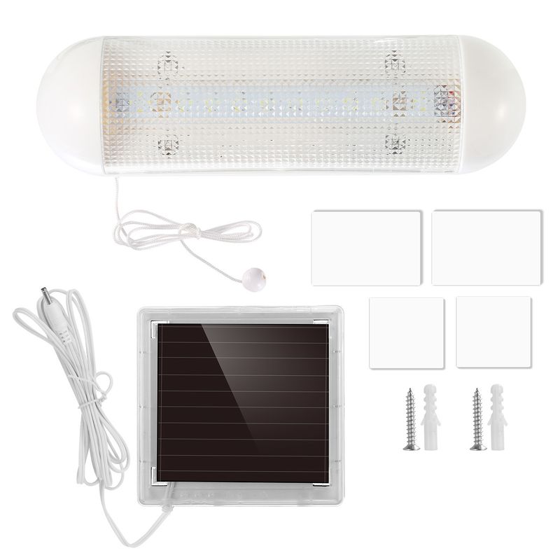 LED Solar Lights Solar Powered Security Light Kit Emergency Light Pull Switch for Home Shed Garage Tool Room_voghion.com
