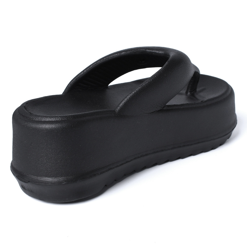 EVA thick-soled high-heeled flip-flops women's non-slip soft bottom stepping on feces feeling pinch-toe flip-flops for women_voghion.com