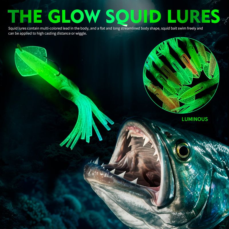 Squid Lure Bionic Luminous UV 13cm Built-in Lead Head Hook Soft Cuttlefish Octopus Bait_voghion.com