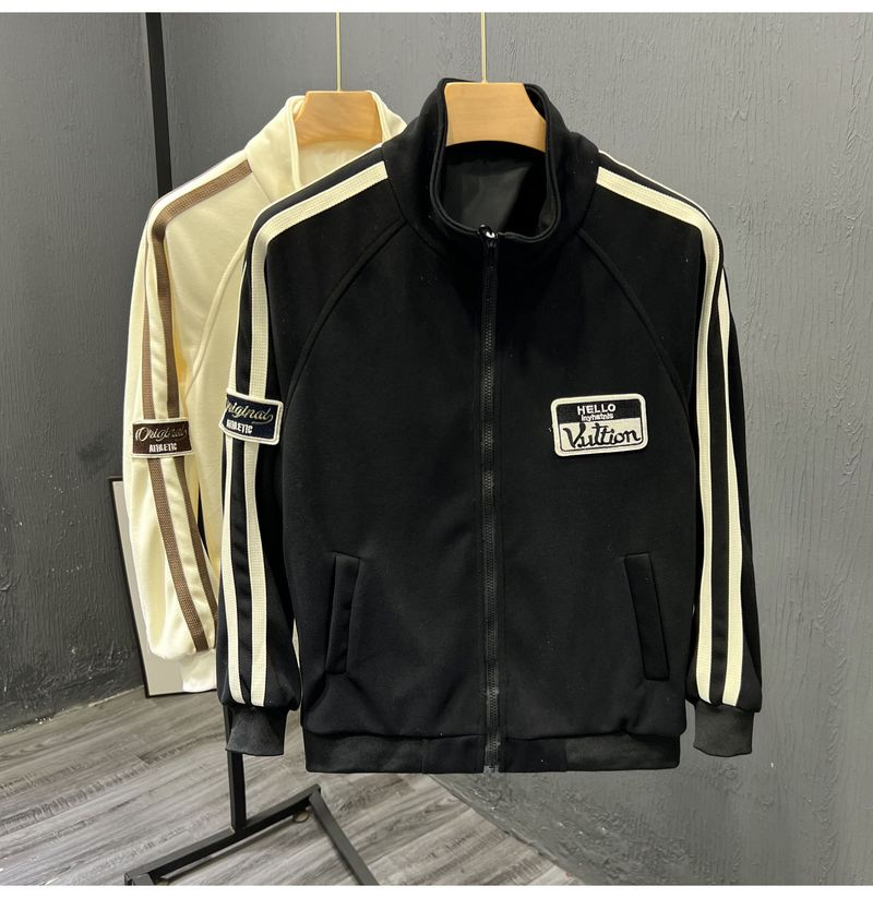 Trendy Brand Two Bar Decorative Standing Collar For 2023 Spring Autumn Season New Men's Sports And Leisure Hoodie Jacket_voghion.com