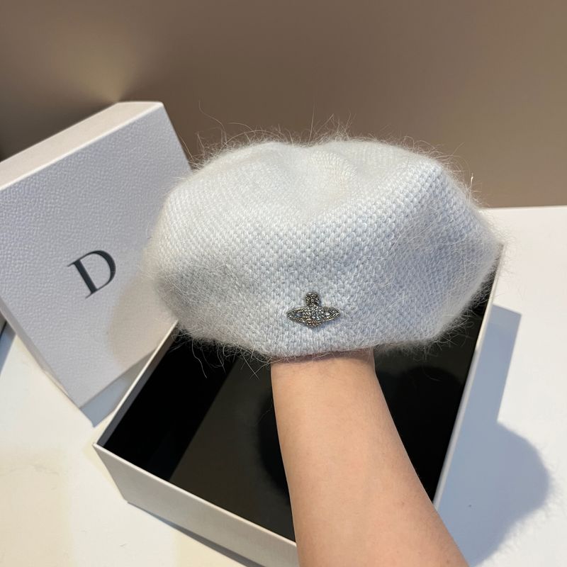 Women's Berets Mother Saturn Knitted Beret Autumn and Winter Warmth Ear Protection Soft Waxy Rabbit Hair Painter Hat Cute Couple Hat_voghion.com