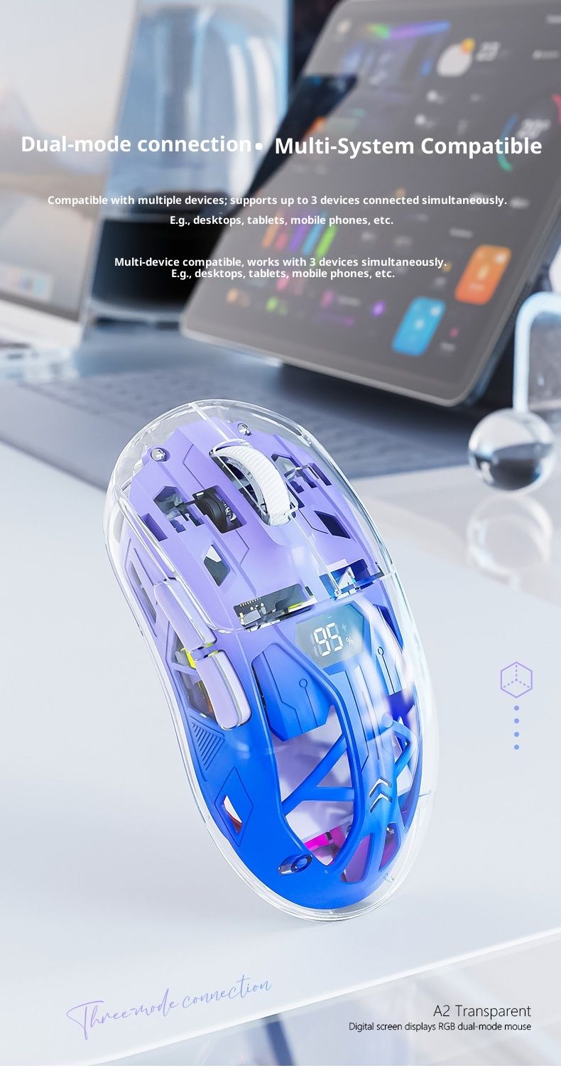 Digitex Digitex Liberty Wolf A2 Dual Mode RGB Luminous 2.4G Wireless Bluetooth Transparent Gaming E-Sports Computer Office Mouse_voghion.com