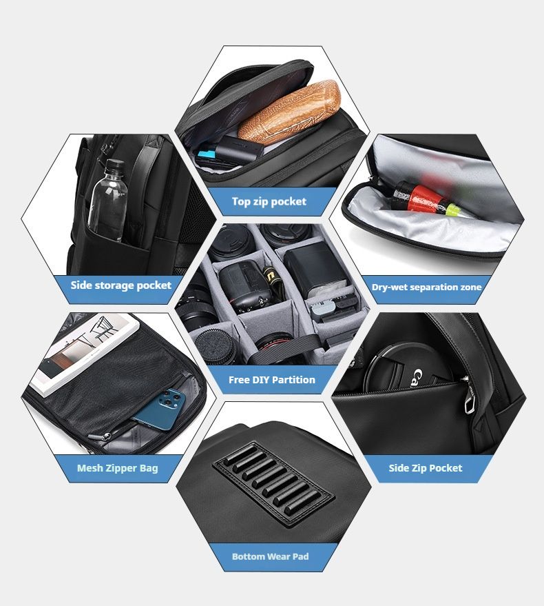 Zaino per fotocamera impermeabile per DSLR e mirrorless – Adatto a Canon, Nikon, Sony, laptop e obiettivi | Borsa fotografica multifunzionale per i viaggi_voghion.com
