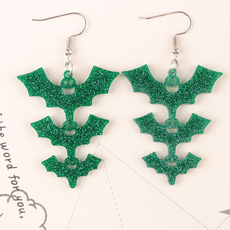 Nuovi orecchini pendenti lucidi colorati alla moda semplici e alla moda a forma di pipistrello di Halloween per le donne_voghion.com