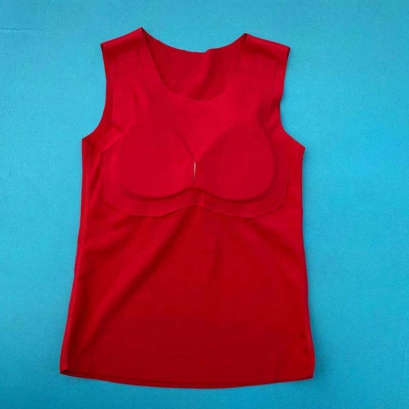 Thermoweste für Damen in großen Größen, fleecegefüttert und mit Brustpolstern verstärkt, nahtloses Winter-Baselayer-Top_voghion.com