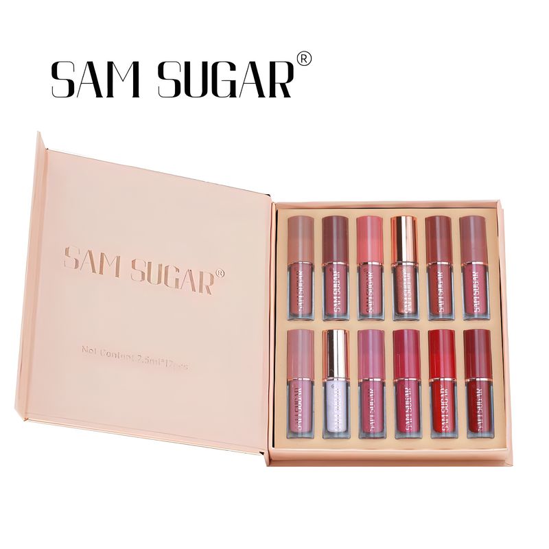 SAM SUGAR 12-Farben-Lipgloss-Set mit mattem Samt_voghion.com