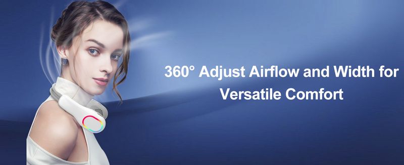 Neuer tragbarer Außenventilator, blendend cool, 7 Farbatmosphärenlichter, Nackenventilator, 3 Gänge, 360 ° einstellbare Windkraftanzeige, Luftkühler_voghion.com