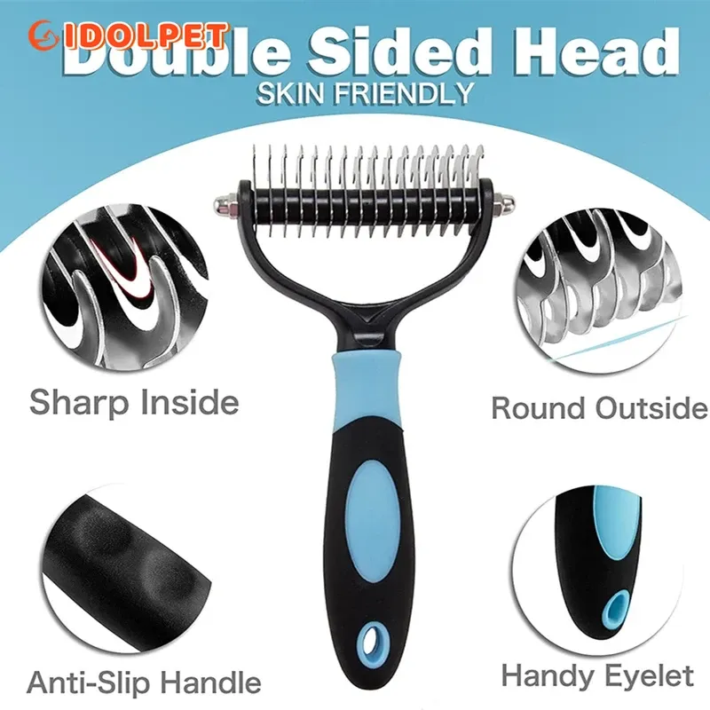 Double-sided Stainless Steel Dog Brush By PawParty Store_voghion.com
