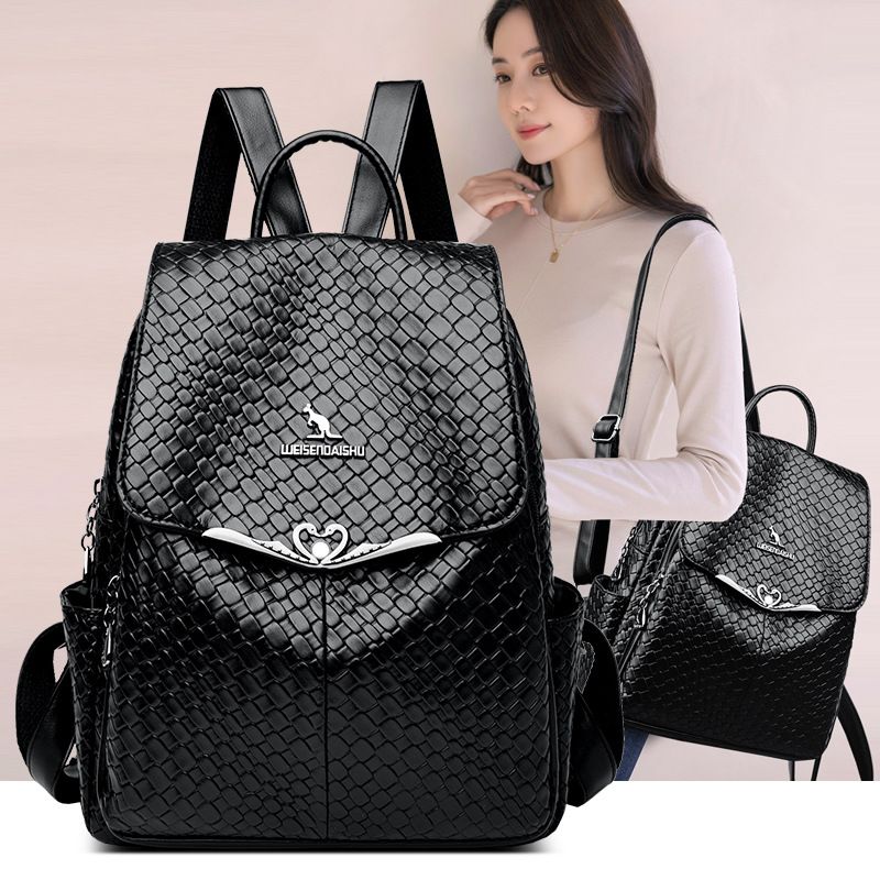 Axelväska Dam Ny Mode Lyxig Resryggsäck Stor Kapacitet Enkel Och Mångsidig Mjuk Läder Student Bokväska Trendig_voghion.com