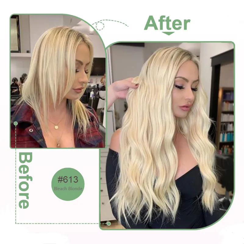 Extensiones de cabello humano con cinta adhesiva, 613 rubio decolorado, Remy, sin costuras, invisibles, para salón_voghion.com