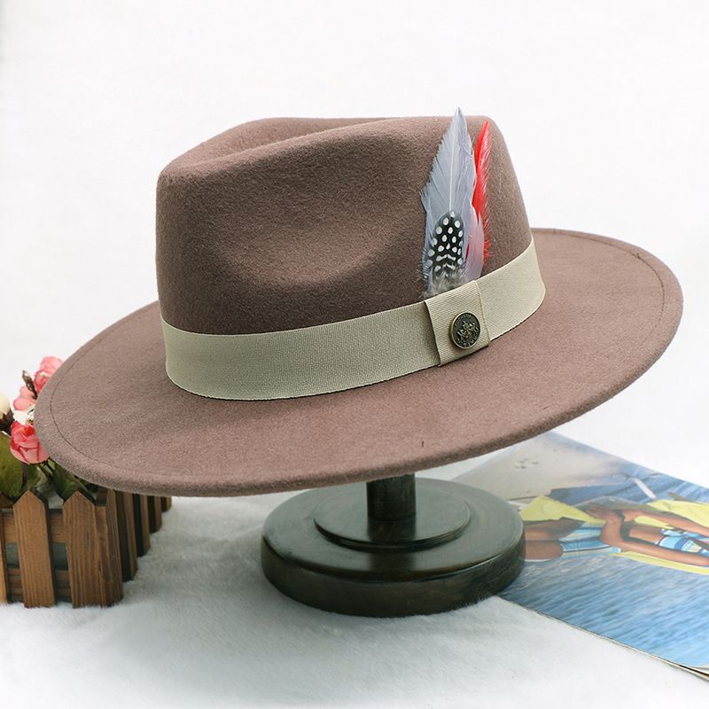 Pánský vlněný plstěný jazzový klobouk, podzimně-zimní vintage britský vlněný klobouk, podzimně-zimní plstěný klobouk_voghion.com