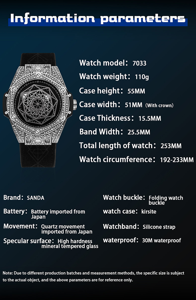 Kellad meestele Teemantidega kaetud meeste kellarihm, pimedas helendav veekindel loominguline geomeetriline moodne kvartskell_voghion.com