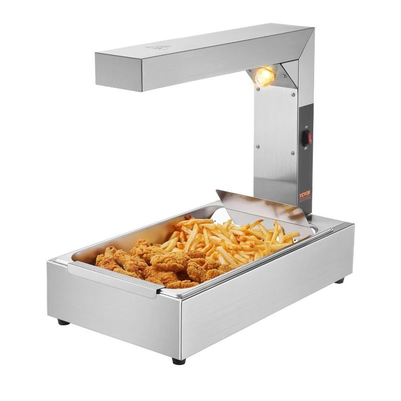 Scaldavivande elettrico per alimenti 104122, stazione luminosa per frittura di alimenti, riscaldamento francese elettrico, lampada in acciaio inossidabile da banco da 750 W_voghion.com