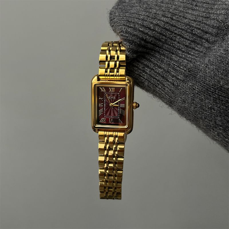 Relógio de quartzo feminino IEKE estilo vintage com pulseira de metal e aço, leve e moderno, com toque sofisticado, em promoção_voghion.com