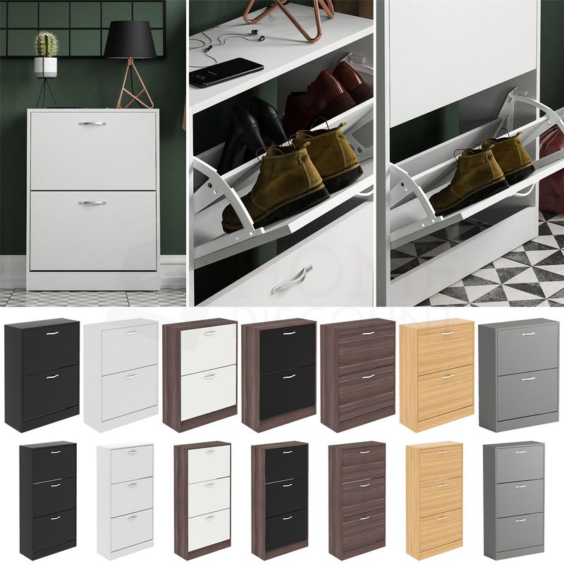 Shoe Cabinet 2 3 Drawer Storage Organiser Footwear Rack Cupboard Hallway Unit_voghion.com