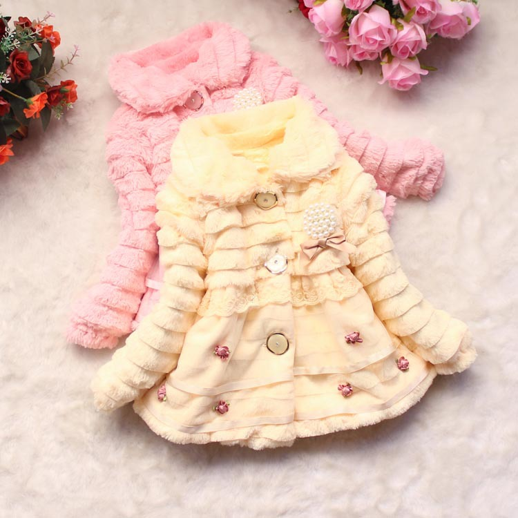 Girls' Foreign Trade Winter Children's Coat Girls' Furry Pearl Pendant Coat Fashion Furry Coat_voghion.com