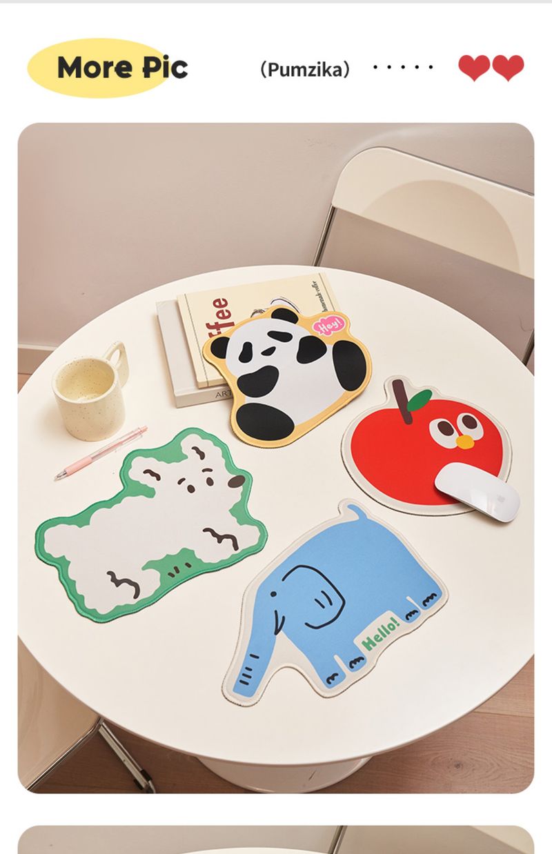 Tappetino per mouse in gomma con bordo di bloccaggio, originale Pumzika, con stampa di un simpatico cucciolo a forma di cartone animato_voghion.com