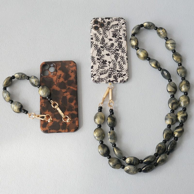 Acessórios de acrílico da moda com contas de pó dourado, cordão de ombro, bolsa transversal, alça de telefone_voghion.com