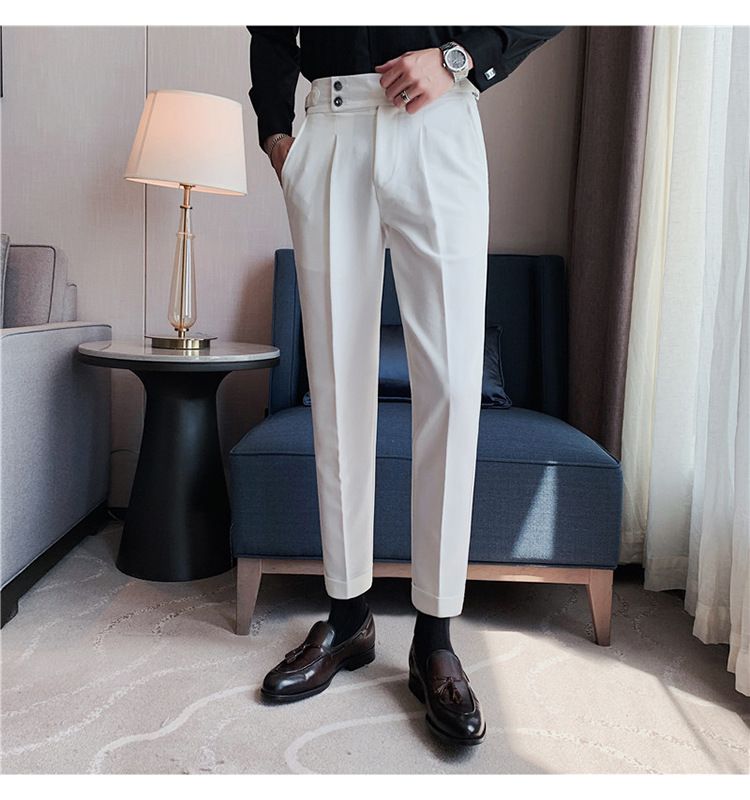 New Neapolitan Drape High Waist Men's Casual Pants Trendy Trousers_voghion.com