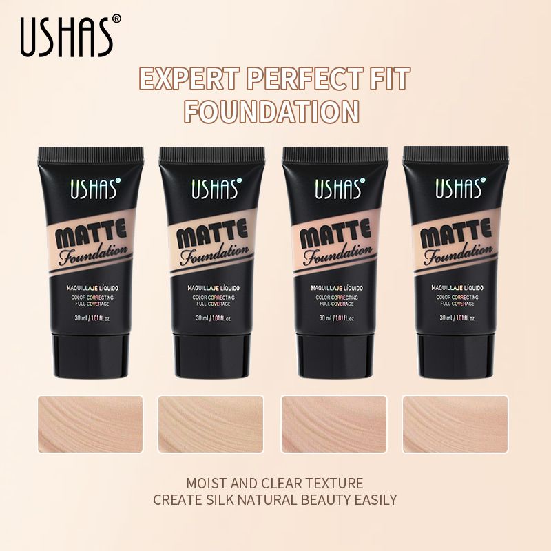 USHAS flüssige Foundation natürlicher Concealer wasserdichte Isolierung aufhellende Hautfarbe Ölkontrolle Gesichts-Make-up_voghion.com