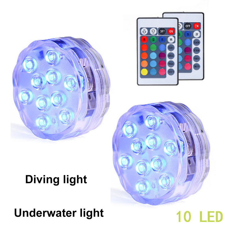 4Pcs Pool Diving Lights With Remote Control 10 LEDs Colorful Light Illumination Underwater Submersible Aquarium LED Lamp Pool Decoration_voghion.com