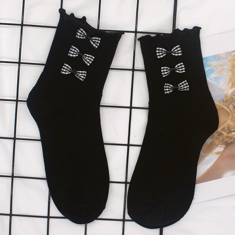 Calzini Nuovi Calzini Lolita Calzini da principessa morbidi e carini da donna Calzini tubolari in pizzo Calzini da donna con fiocco bianco e nero_voghion.com
