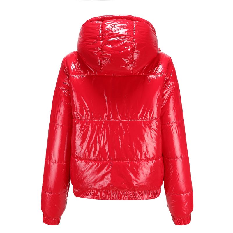 Giacca invernale leggera con cappuccio da donna, rivestimento impermeabile 20D, capospalla lucido a maniche lunghe per moda e comfort._voghion.com