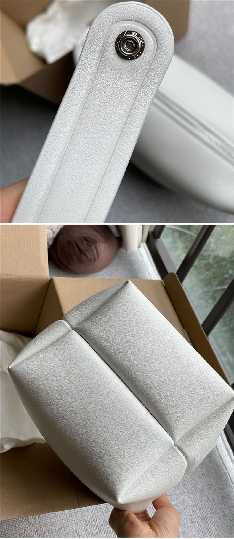 Pure Original The * Row High-End-Hauptschicht aus Rindsleder, minimalistische Lunchbox-Tasche, Mini-Handtasche aus echtem Leder für Mädchen_voghion.com