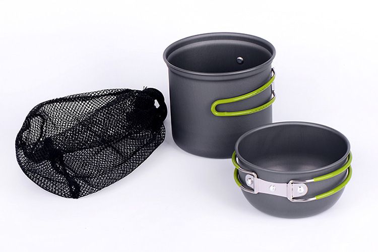 Outdoor Camping Portable Cookware 1-2 Person High Temperature Resistant 5-Piece Non-Stick Pot Set_voghion.com